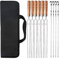 10 brochettes réutilisables en acier inoxydable pour barbecue – Idéales pour le camping et les barbecues entre amis