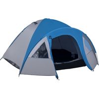 Kampeertent voor 4 personen, het hele jaar door te gebruiken, 3,00 x 2,50 x 1,30 m, blauw+grijs