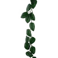 Guirlande verte artificielle de Philodendron &ndash 170 cm x 30 cm, 36 feuilles + 3 petites, réaliste
