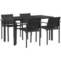 vidaXL Outdoor Furniture Set 5 pcs Black and Anthracite Textilene