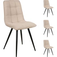 Lot de 4 chaises repas en tissu beige et noir - ALIZO