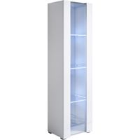 Vitrine avec pieds 2 cm – 1 porte – Étagères en verre – Lumière LED bleue – Dimensions 40 x 167 x 29 cm – Modèle Luke V5 – Blanc finition brillante – Lettiemobili