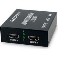 Sedea – Répartiteur HDMI 1 entrée 2 sorties – Support 3D et 4K – Amplificateur de signal intégré – Pour téléviseurs Haute Définition