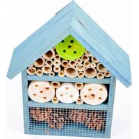 Insektenhotel Holz,Bambus und Zapfen Grüner Jan - blau