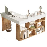 Holzschreibtisch "CT5" - 129 x 120 x 72 cm - Atlantikkiefer Weiß