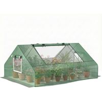 Mini Greenhouse, Portable Garden Small Greenhouse with Zipped Windows and Door, 180 x 140 x 80cm, Dark Green