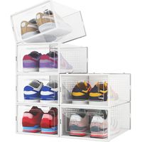 Set 6 Pz Scatole Portascarpe Impilabili 33.5x23x14.5cm Porta Scarpe Salvaspazio