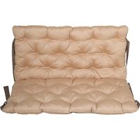 Bankauflage mit Rückenteil Sitz und Rückenkissen mit Bänder ca. 100x98 cm Polsterauflage beige