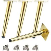 4-teiliges Set schräger Tischbeine, Metall-Schrankbeine, konische Möbelbeine, Edelstahl 201, goldfarben, 25 cm hoch, geräuscharm, rutschfeste Unterseite für Sofas, Tische und andere Möbel