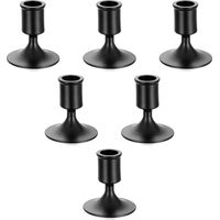 BRAVIX Chandelier Bougeoir Noir Halloween - Lot de 6 Petite Bougeoirs Mariage Métal Décoratifs pour Bougies Chandelles Piliers Noel Decoration Maison L’Avent Centre de Table Moderne