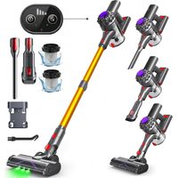 Aspirateur balai sans fil Konsoefuly, 40 kPa, 450 W, autonomie de 35 min, 6 en 1, LED verte, pour le nettoyage de tous types de sols et tapis, Doré