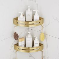 Étagère Douche Sans Perçage Etagere Angle Salle de BainTablette Salle de Bain Starlight (Or Sable Brillant,2 Niveaux)