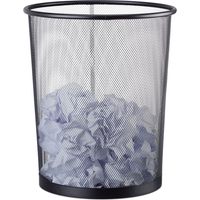 Relaxdays – Corbeille à papier en métal 20 litres – Treillis métallique noir – Hauteur 35 cm, diamètre 30 cm – Pour bureau, salon, chambre d’enfants