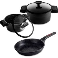 FAGOR Alutherm Batterie de Cuisine à Induction 5 Pièces Fonte d'Aluminium Antiadhésif sans PFOA Noir