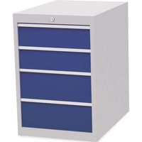 Armoire à tiroirs H819xL555xP736mm gris clair/bleu 4 tiroirs
