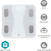 SmartLife Personal Scale Bluetooth® BMI / BMR / Bones / Fat / Muscles / Water / Weight 12 Peak load: 180 kg Android™ / IOS ABS / Glass White