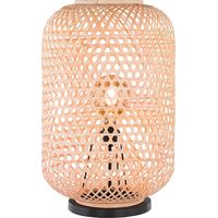 Lampada da tavolo in bambù, lampada laterale boho per soggiorno, metallo nero, 1 attacco E27, PxH 40x62,5 cm