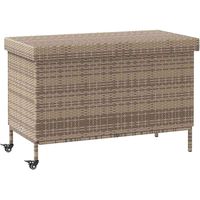 vidaXL Garden Storage Box with Wheels Grey 110x55x73 cm Poly Rattan