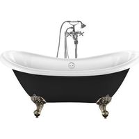 Freistehende Badewanne DARLINGTON schwarz Adlerfüße ALTBRONZE 175