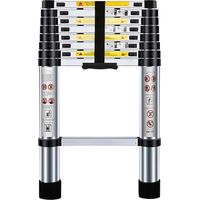 Échelle Télescopique Kraft Müller 2,6M en ALU, Charge 150kg, Pliable Extensible Unique Droite Multi-fonction, Bricolage