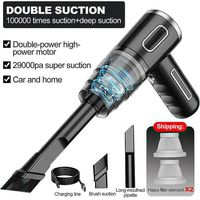 Aspirateur de voiture puissant 29 000 Pa, sans fil, pour liquides et poussières, à aspiration puissante et portable N3 29000PA - Noir