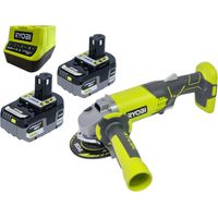 Ryobi R18AG-0 Akku Winkelschleifer 18 V ONE+ 115 mm + 2x Akku 5,0 Ah + Ladegerät