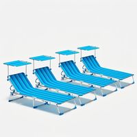 4 Tumbonas de playa plegable portátil aluminio California Stock - Rayas azules