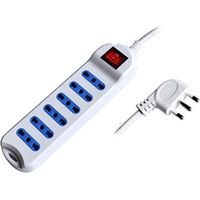 MULTIPRESA 6 POSTI BIPASSO SPINA 16A + INTERR. (PEM2716-W)