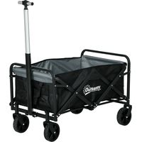 Chariot de jardin pliable 70L 4 roues, poignée réglable, 77x50x63-93 cm Noir