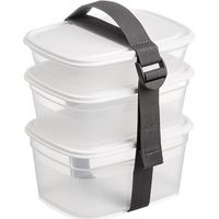 Lot 3 Boîtes Alimentaires Carrées Hermétiques, Empilables Avec Sangle De Transport - Générique