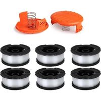 Paquete de 6 carretes de hilo con 2 cubiertas para bobinas de repuesto para desbrozadoras Black & Decker