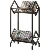 Porta CD 50, Porta Vinili 2 livelli metallo per DVD, libri, album, nero