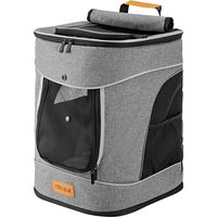 CADOCA® Haustierrucksack bis 20 kg verstellbare Gurte faltbar Kurzleine Reflektorstreifen Haustier Tragetasche Katze Hund Rucksack Transportrucksack Grau