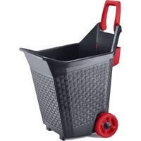 Chariot de jardinage - L 59 x l 50 x H 72 cm - Rouge et gris - Livraison gratuite