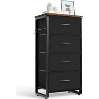 HOKEEPER Commode en tissu à 4 tiroirs, Noir