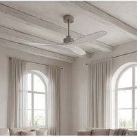 Forlight - Ventilador de Techo Stem Evo, Ø1320mm, Motor DC Silencioso, 30W, 6 Velocidades, Mando a Distancia Incluido, 20-32m², Función Verano/Invierno, Palas Blanco