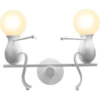 Applique per Interno, Moderna Lampada da Parete in Design di Umanoide Altalena, Applique Candelabro in Metallo per Corridoio Cucina Isaland Camera da Letto Scala (Bianco)