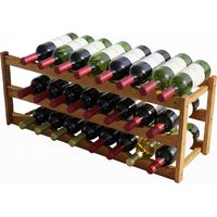 Relaxdays Casier à vin, 24 bouteilles, bois de noyer, H x L x P : 28 x 78 x 21 cm, pour vins rouges & blancs, naturel