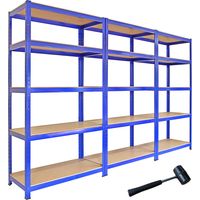 3 x T-Rax 90 x 180 x 45 cm Bleu entrepôt compartiments de rangement/abri de jardin/Garage en rayonnage rangement utilitaire avec maillet en caoutchouc 280Kg par planche