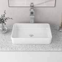 Bathroom Sink, DeerValley Ceramic Rectangular Bathroom Vessel Basin, White Cloakroom Hand Wash Basin for Bathroom 47.5 x 37.5 x 13cm