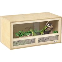 Terrario per Rettili in Legno con Porte in Vetro Scorrevoli e Pannelli in Rete, 60x29.5x29.5cm
