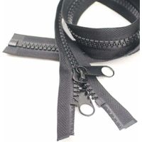 200cm 10 Grande fermeture éclair amovible Fermeture à glissière en plastique avec double tirette pour tente, toile, sac de couchage (DP Black)