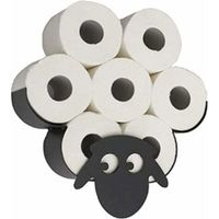 Porte-papier toilette animal en métal noir – Support mural décoratif – Installation facile – Pour 7 rouleaux standard – Design amusant mouton