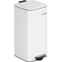 Songmics – Poubelle à pédale 30 L en acier – Seau intérieur avec poignées – Fermeture douce et maintien ouvert – Antidérapante – Blanc