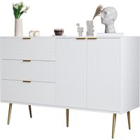 Sideboard, Wohnzimmerschrank mit Türen und Schubladen, Innenregalen, Kommode mit goldenen Griffen und Beinen
