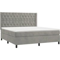 vidaXL Sommier à lattes de lit et matelas Gris clair 160x200cm Velours