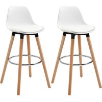 Taburetes de Bar Altos 69 cm Tapizado PU Blanco 43x43x91 cm, Lote 2