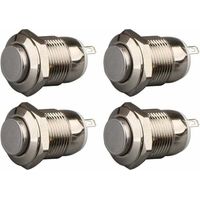 Ulisem 4pcs 12mm 3A 12V/24V/125V/250V AC Autobloquant Interrupteur Bouton Poussoir Étanche en Acier Inoxydable on Off Bouton-Poussoir Interrupteur(Tête Haute)