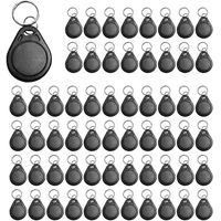 100 porte-clés RFID T5577 inscriptibles 125 kHz, étiquettes de jetons de carte d'identification en champ proche, porte-clés RFID T5577 inscriptibles et réinscriptibles 125 kHz.
