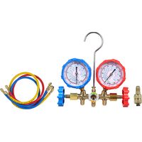 Manómetros para aire acondicionado, kit de manómetros para R134a, R32, R22 y R410A, kit de manómetros automotrices de 3 vías con adaptador de manguera